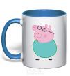 Mug with a colored handle Papa Pig royal-blue фото