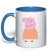 Mug with a colored handle Mama Piggy royal-blue фото