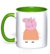 Mug with a colored handle Mama Piggy kelly-green фото