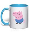 Mug with a colored handle George sky-blue фото