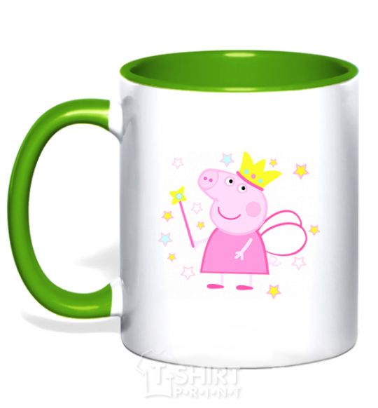 Mug with a colored handle Pepa the fairy kelly-green фото