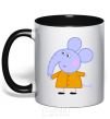 Mug with a colored handle Elephant black фото