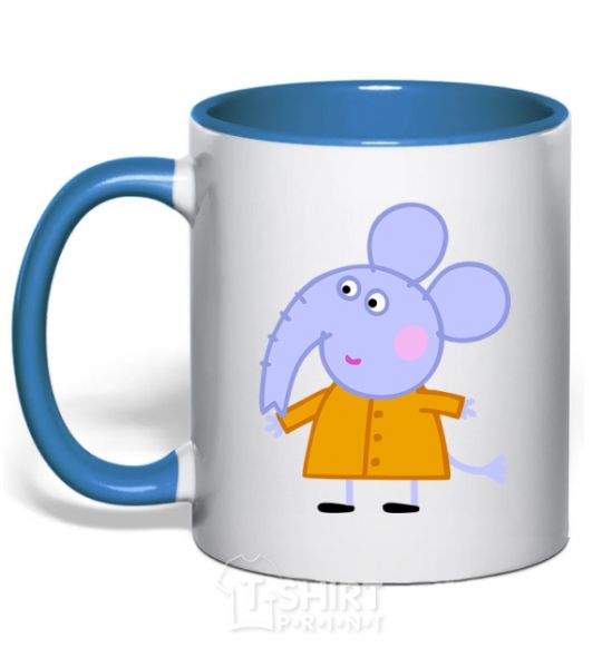 Mug with a colored handle Elephant royal-blue фото