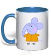 Mug with a colored handle Elephant royal-blue фото
