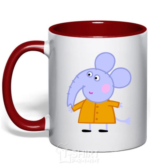 Mug with a colored handle Elephant red фото