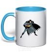 Mug with a colored handle Batman cartoon sky-blue фото
