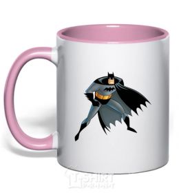 Mug with a colored handle Batman cartoon light-pink фото