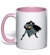 Mug with a colored handle Batman cartoon light-pink фото