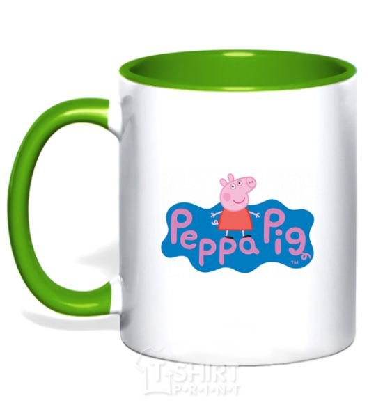 Mug with a colored handle Pepa's logo kelly-green фото