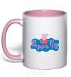 Mug with a colored handle Pepa's logo light-pink фото