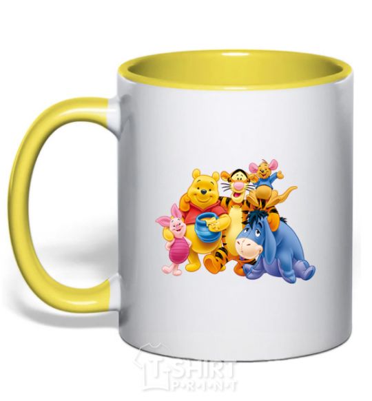 Mug with a colored handle Vinnie yellow фото