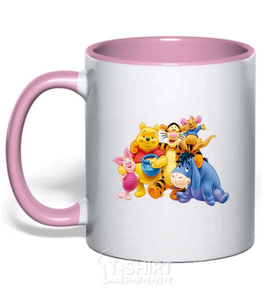 Чашка с цветной ручкой Винни Нежно розовый фото