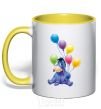 Mug with a colored handle Donkey yellow фото