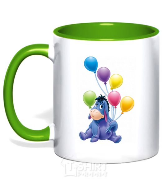 Mug with a colored handle Donkey kelly-green фото