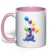 Mug with a colored handle Donkey light-pink фото