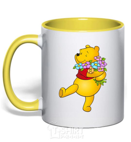 Mug with a colored handle Winnie the Pooh V.1 yellow фото