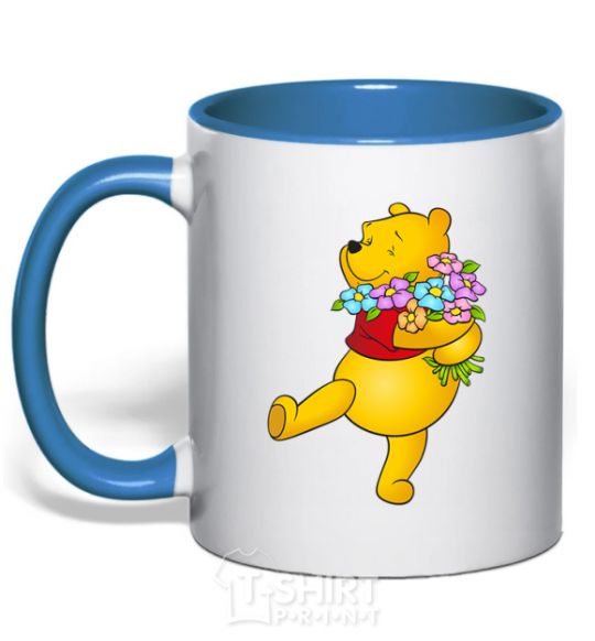 Mug with a colored handle Winnie the Pooh V.1 royal-blue фото