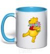 Mug with a colored handle Winnie the Pooh V.1 sky-blue фото