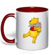 Mug with a colored handle Winnie the Pooh V.1 red фото