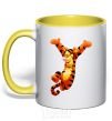 Mug with a colored handle Tigra yellow фото