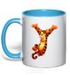 Mug with a colored handle Tigra sky-blue фото