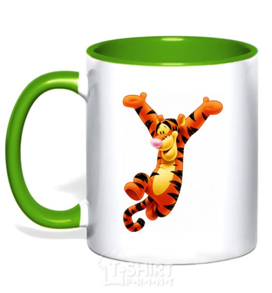 Mug with a colored handle Tigra kelly-green фото
