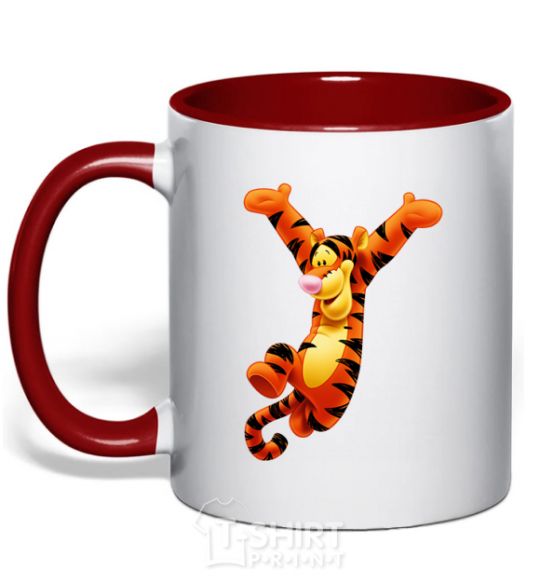 Mug with a colored handle Tigra red фото