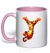 Mug with a colored handle Tigra light-pink фото