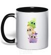 Mug with a colored handle Cute birds black фото