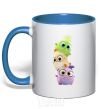 Mug with a colored handle Cute birds royal-blue фото