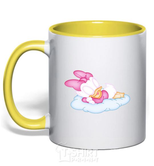 Mug with a colored handle Minne duck yellow фото