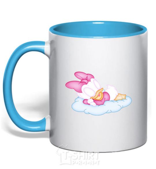 Mug with a colored handle Minne duck sky-blue фото