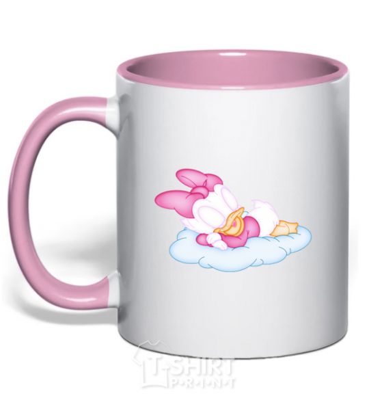 Mug with a colored handle Minne duck light-pink фото