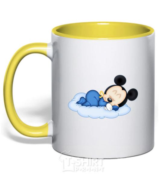 Mug with a colored handle Minne Mickey yellow фото