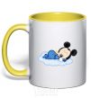 Mug with a colored handle Minne Mickey yellow фото