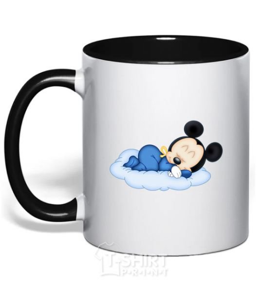 Mug with a colored handle Minne Mickey black фото