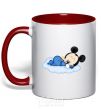 Mug with a colored handle Minne Mickey red фото