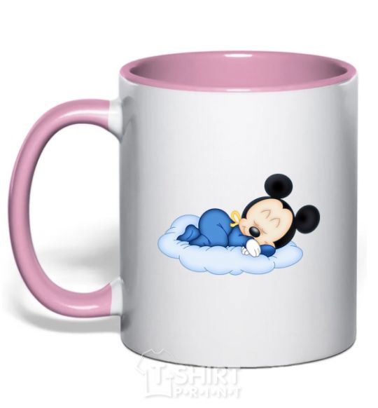Mug with a colored handle Minne Mickey light-pink фото