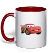 Mug with a colored handle Mcqueen red фото