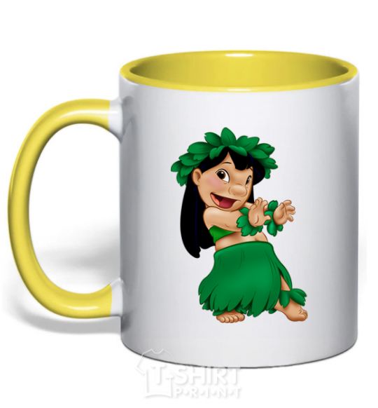 Mug with a colored handle Lilo yellow фото