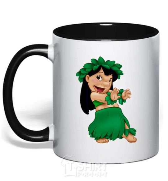 Mug with a colored handle Lilo black фото