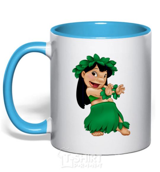 Mug with a colored handle Lilo sky-blue фото