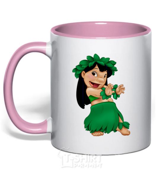 Mug with a colored handle Lilo light-pink фото