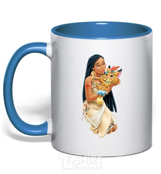 Mug with a colored handle Pocahontas royal-blue фото
