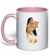 Mug with a colored handle Pocahontas light-pink фото