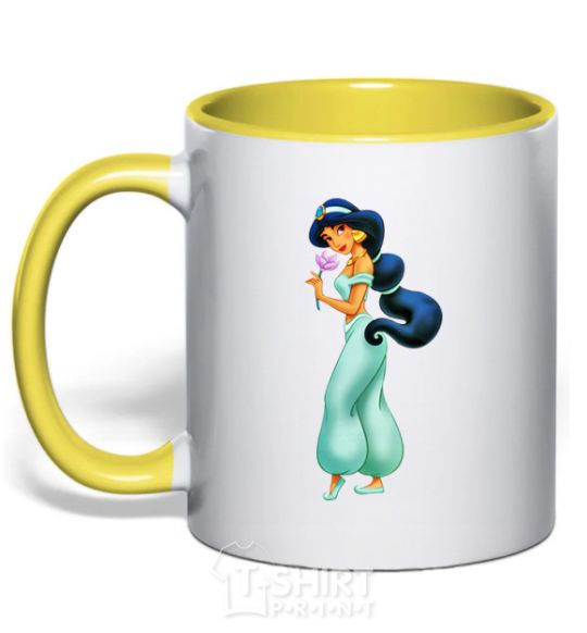 Mug with a colored handle Jasmine yellow фото