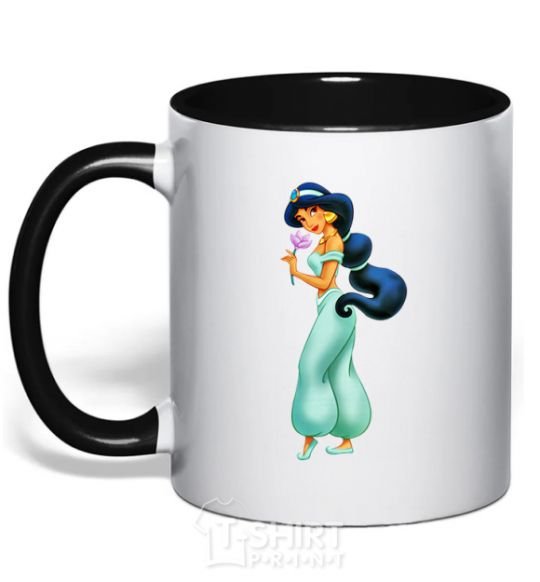 Mug with a colored handle Jasmine black фото