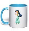 Mug with a colored handle Jasmine sky-blue фото