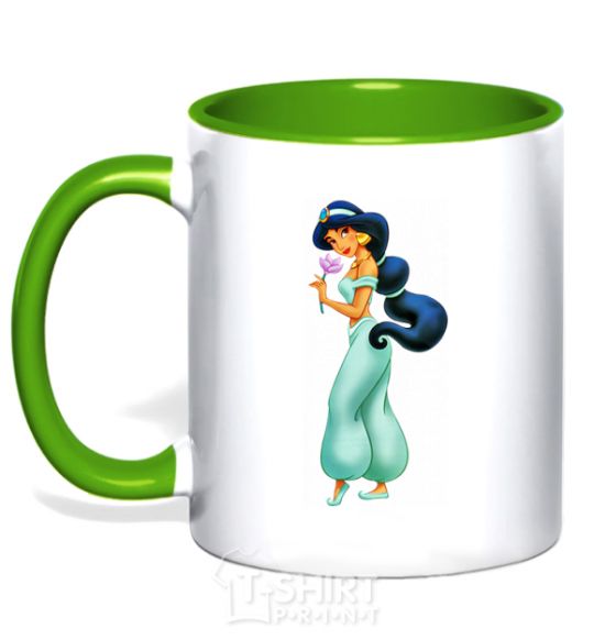 Mug with a colored handle Jasmine kelly-green фото