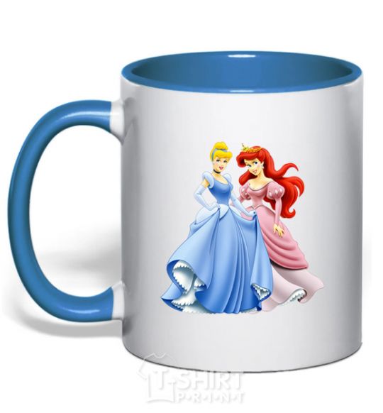 Mug with a colored handle Ariel and Cinderella royal-blue фото